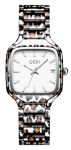 Gosasa Vintage Women's Square Bracelet Watch Date Display Leopard Print & Silver Alloy Fashion Waterproof Casual Dress Watch Gif