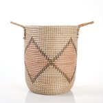 Round Sewing Seagrass Basket - Diamond Design - Medium - 30.5X40.5CM