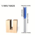 4-PIECE Straight Router Bit Set Tungsten Steel 1/4 Inch Round Shank Woodworking Milling Cutters For Trimming Slotting & Engravin