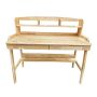 Light Wood Writing Desk With Storage Shelf And 2 Drawers