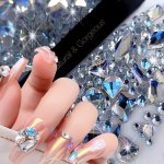 150PCS Flatback Round Rhinestone Plus 20PCS Flatback Odd Shaped Large Zircon Nail Rhinestones For Nail Art Diy