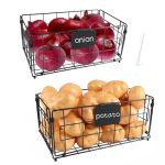 2 Set Foldable Wire Basket Pantry Organizers And Storage Fruit And Vegetable Storage Kitchen Counter Cabinet Shelf Countertop Pr