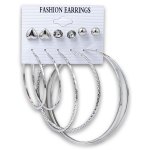 Fashion Earrings 6 Pair - Silver