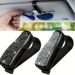 Sunglass Holder For Car Sun Visor Car Rhinestone Artificial Diamond Trim Clip Glasses Holder Clip Hanger Eyeglasses Mount For Ca
