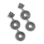 Gunmetal Shell Twin Drop Earrings