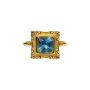 Carved Open Ring Vintage Blue Topaz Ring Elegant Accessory