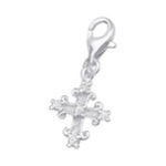 C262-C9846 - 925 Sterling Silver Cross Dangle Charm - Shiny 925 Sterling Silver