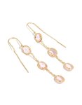 Goldair Gold Plated Oval Pink Diamantes Thread Through Earrings