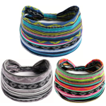 3 Pieces Headband Sweatband Stretchable Boho Design Fitness - NCL1