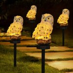 1PC Owl Solar LED Light Resin Garden Light Waterproof Decoration For Courtyard Garden