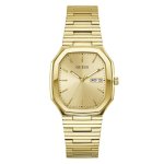 Guess Gold Tone Date Watch With Rectangular Dial