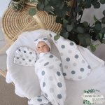 Wrap Set Swaddle Set Grey Dotted Pattern Print