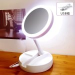 1PC Foldable Makeup Mirror With LED Light With Storage Box Organizer Double-sided 1X And 10X Magnifying Telescopic Mirror Suitab