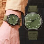 Vintage Army Green Men's Quartz Watch Simple Sports Wristwatch Ideal Choice For Gifts