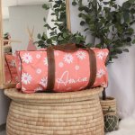 Travel Bag Hospital Bag Duffel Bag Bright Coral Daisy