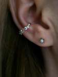 Scattered Diamonds Ear Cuff - 10K White Gold