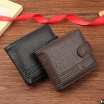 Men's Sleek Faux Leather Wallet With Zipper And Snap Closure - Business Style Fashion Coin Purse