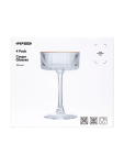 4 Pack Ribbed Coupe Glasses - None Clear