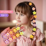 10PCS Cute Colorful Flower Hair Ties For Girls - Assorted Colors Resin Material Perfect For Everyday & Casual Wear