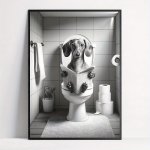 Dachshund Humor Canvas Wall Art - Frameless Vintage & Modern Decor For Living Room Bedroom Bathroom - Animal Print Poster