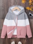 Kid teen Girls Color Block Zipper Knitted Jacket Coat For Spring And Autumn