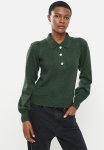 Jacqueline De Yong Rue Long Sleeve Collar Button Pullover - Green