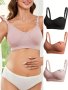 3PCS Women's Nursing Bra For Maternity Supportive Full Cup Design Elastic Fabric