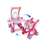 2-IN-1 Shopping Trolley & Makeup Vanity Play Set Pink