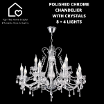 Polished Chrome Chandelier With Crystals - 8 + 4 Lights