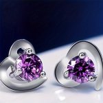Chic Asymmetrical Heart Zirconia Stud Earrings - 925 Silvery Post Alloy Perfect For Casual Attire & Special Occasions