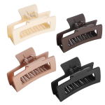4-PIECE Hair Claw Clip - Brown Beige Cream Black