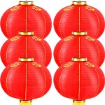 Hortsun 6 Pcs Chinese New Year Lanterns 2026 Lunar New Year Red Lanterns Traditional Hanging Lamp Shade Decor With Golden Tassel