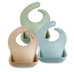 Set Of 3 Silicone Baby Bibs Waterproof 0-48 Months Brown/blue/green