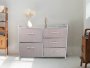 Branded Economical Metal Frame & Fabric - 5 Drawer High Cabinet Wht/gry