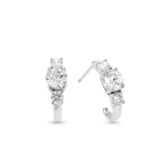 Chet Sterling Silver & Cubic Zirconia Trilogy Open Hoop Earrings