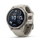Garmin - Fenix 9 Pro Inreach 43MM - Titanium With Fog Grey dark Sandstone Silicone Band