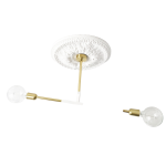 Two Arm Pendant - White & Brass