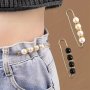 Fashionable Plastic Pearl And Bead Brooch Safety Pins - Waistband Tightener And Clothing Fixation Pins For Pants Skirts And Dresses - Adjustable Anti-Slip Garment