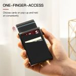 1PC Men's Minimalist Credit Card Wallet With Automatic Pop-up Card Slot Money Clip Rfid Blocking Lightweight Portable Ideal Gift