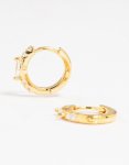 Goldair Gold Plated Diamante Pave Medium Huggie Earrings