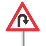 Hairpin Bend Right Road Sign W206