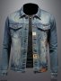 Men's 82 Print Ripped Denim Jacket With Chest Pockets Casual Lapel Button Up Cotton Blend Long Sleeve Outwear For Outdoor