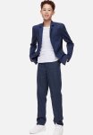 Textured Suit Trousers - Navy Blue