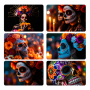 Day Of The Dead Placemats - Set Of 6 - 40CM X 30CM - Steglio