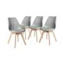 Padded Seat Wooden Leg Dining Chairs Pack Of 4