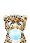 Bubble Gum Leopard Blue - Canvas Print - 600MM X 600MM