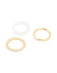 Cream Acrylic & Gold Cubic Zirconia Rings 3-PACK - M l