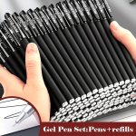 10PSC Gel Pen Set Gel Pen Smooth Writing Fastdry 0.5MM Black Blue Red Color Replacable Refill School Stationery Supplies