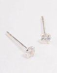 Silver Cubic Zirconia Stud Earrings 6-PACK
