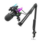 Fifine K651 USB Dynamic Microphone With Rgb Arm Desk Mount Kit - Black